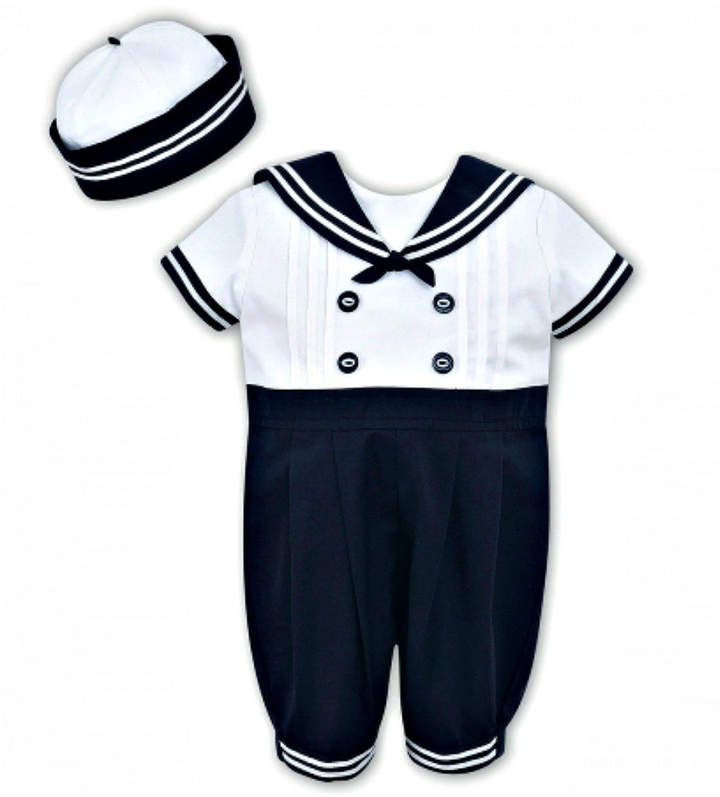 Sarah Louise Baby-Boy Sailor-Shortall-With-Hat