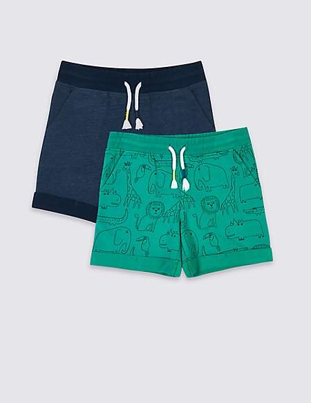 2 Pack Cotton Rich Shorts (3 Months - 7 Years)