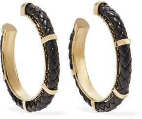 Serpentine Gold-Tone And Leather Earrings