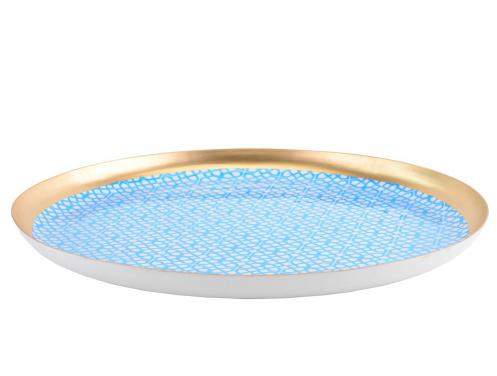 Gift Company Saigon Tablett rund, türkis/weiß