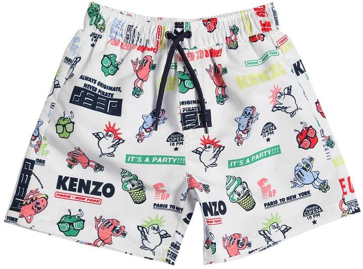 Badeshorts Aus Nylon Mit Partylogodruck