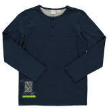 manguun Schlafanzug-Shirt, graphischer Print, reine Baumwolle, Knopfleiste, für Jungen