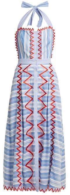 Trelliage zigzag-edged striped dress