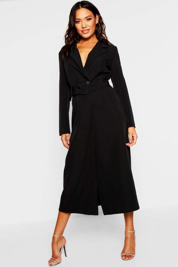 Woven Double Breasted Maxi Blazer Dress