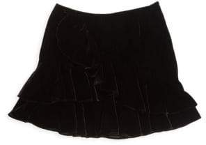 Scripted Ruffle Velvet Mini Skirt
