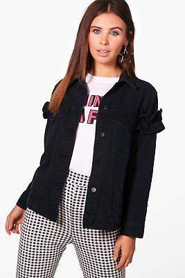 Petite Jodie Rüschen Jacke aus Denim mit Ärmeln in Schwarz größe 30
