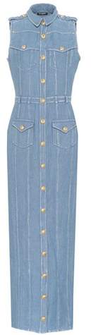 Ärmelloses Maxikleid aus Leinen und Baumwolle