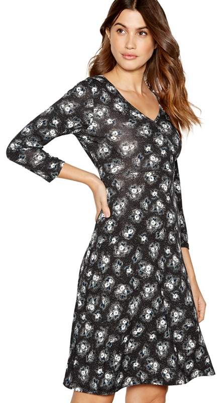 The Collection - Black Ditsy Floral Print Jersey Mini Dress