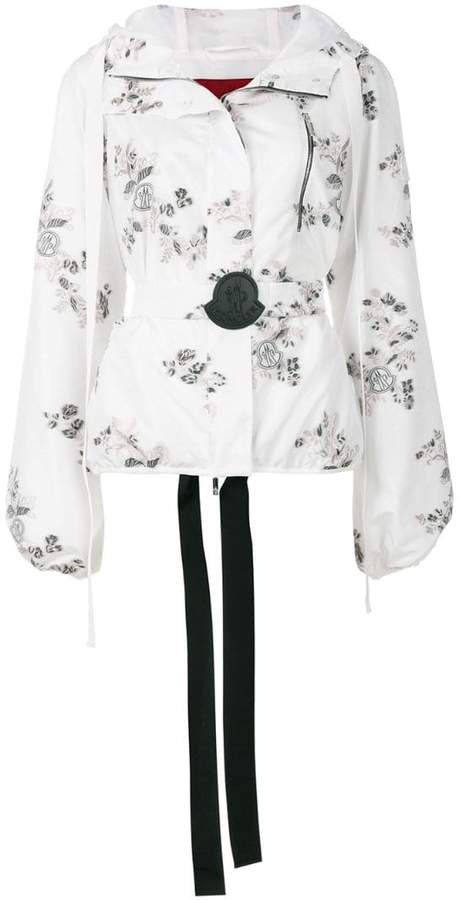 floral patch hooded jacket