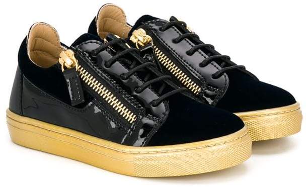Giuseppe Junior patent leather panel lace-up sneakers