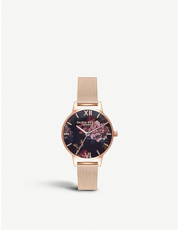 Dark Bouquet rose gold-plated stainless steel watch