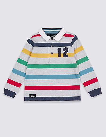 Pure Cotton Striped Rugby Top (3 Months - 7 Years)