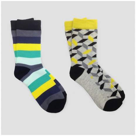 Buy Pair of Thieves Kids' Pair of Thieves Crew Socks - Yellow/Black/Gray!