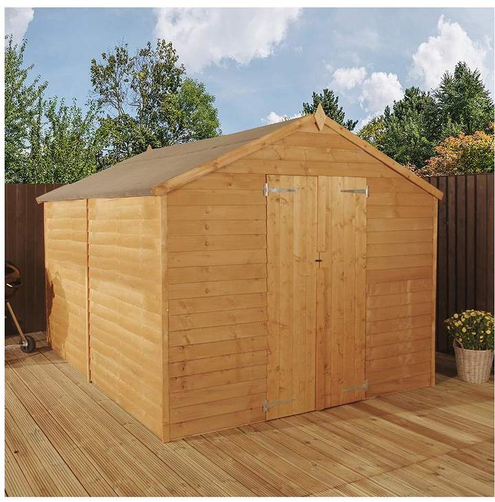 MERCIA 10x8ft Great Value Overlap Apex, Windowless, Double Door Garden Shed - Assembly Included