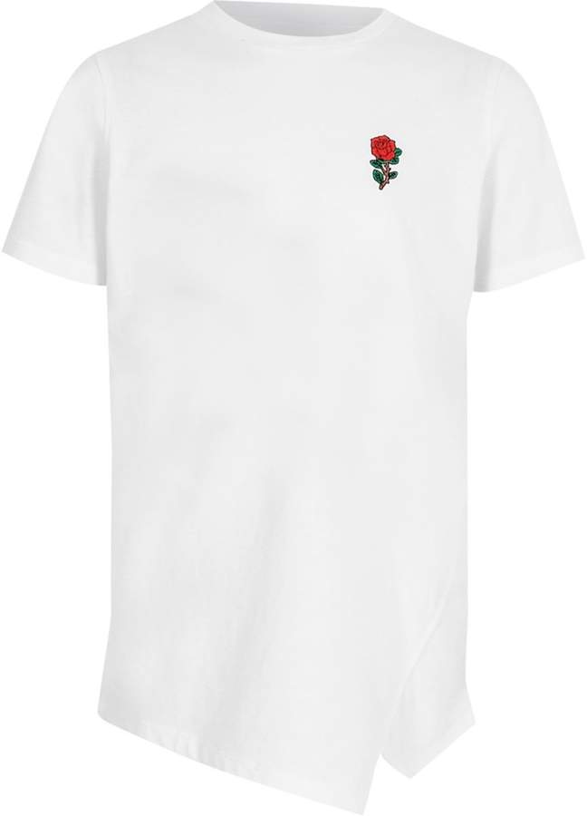 Boys White rose chest embroidery T-shirt