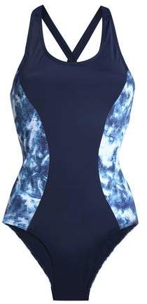 Kassidy Lace-Up Paneled Tie-Dyed Swimsuit