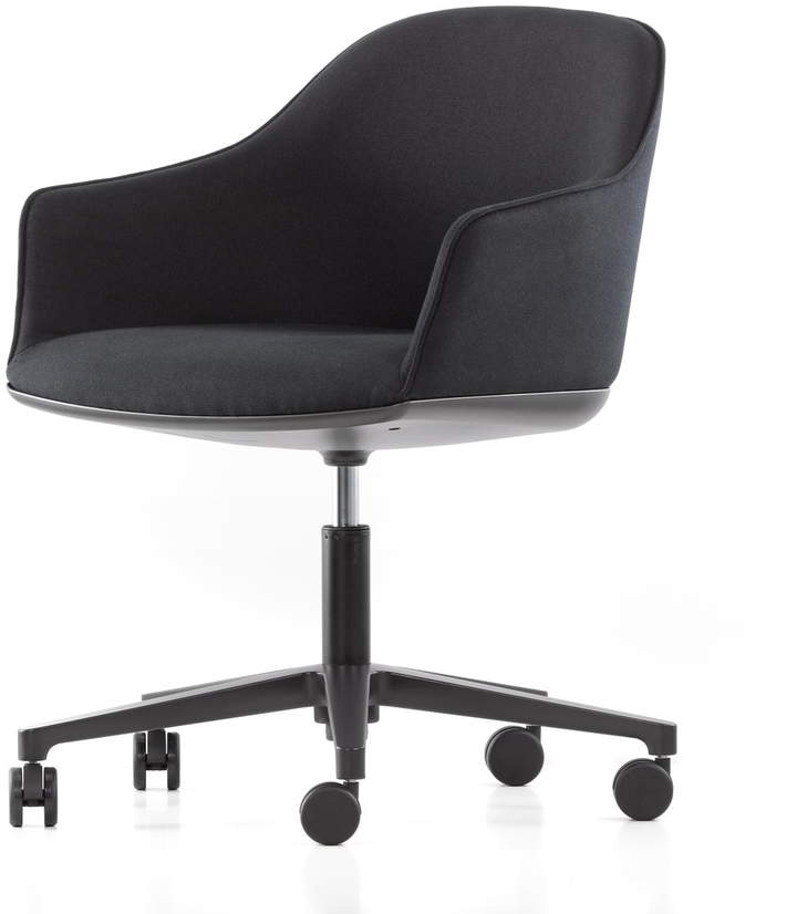 Softshell Chair, Fünfstern-Untergestell, graphitSchwarz (Moss 11) / basic dark, Rollen für Hartböden