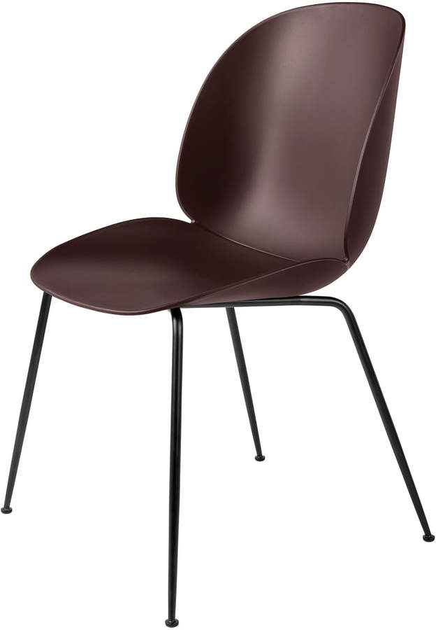 Gubi - Beetle Dining Chair, Conic Base schwarz / dark pink