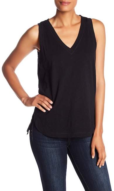 H By Bordeaux V-Neck Solid Tank Top