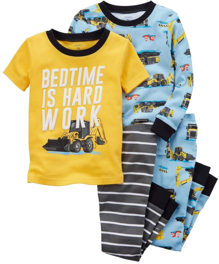 Boys 4-8 Construction 4-Piece Pajama Set