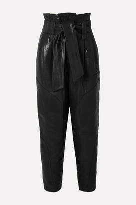 IRO Bahio Belted Leather Tapered Pants - Black
