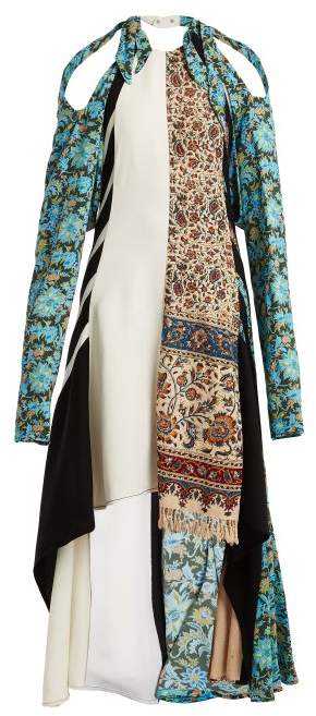 MARINE SERRE Asymmetric patchwork carpet dress