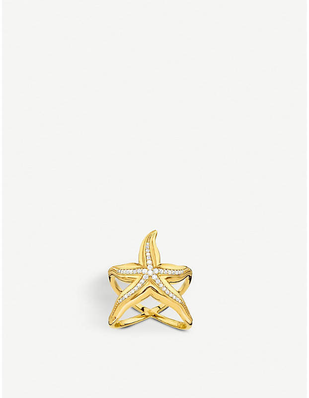 Starfish 18ct yellow-gold and zirconia ring