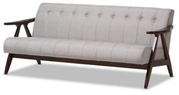 Enya 3-Seater Sofa in Grey/Walnut