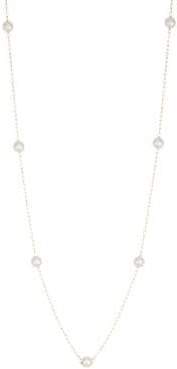 14K Long Pearl Station Necklace
