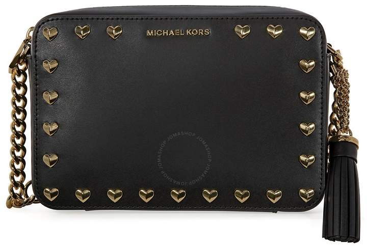 Michael Kors Medium Ginny Heart Studded Camera Bag - Black - ONE COLOR - STYLE