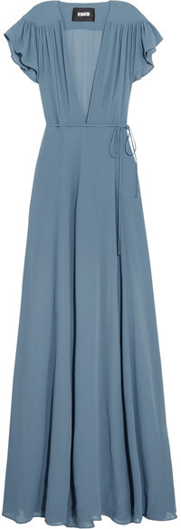 Georgette Wrap Maxi Dress - Blue