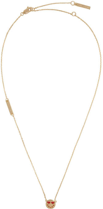Gold Heart Eye Face Necklace