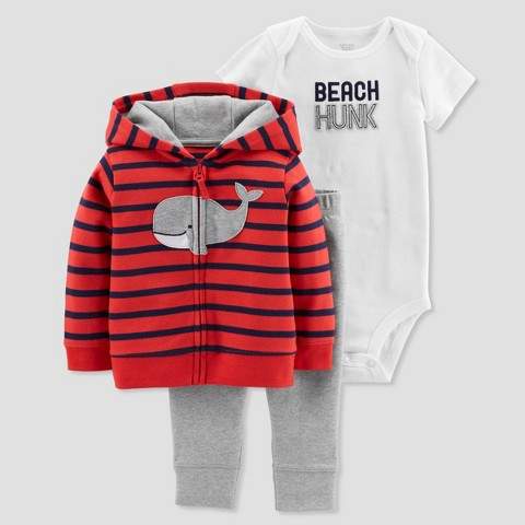 Just One You made by carter Baby Boys' 3pc Whale Cardigan Set - Just One You Made by Carter's® Red/Navy