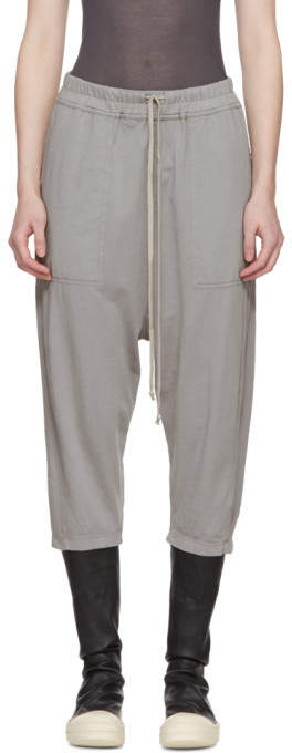 Grey Drawstring Cropped Lounge Pants