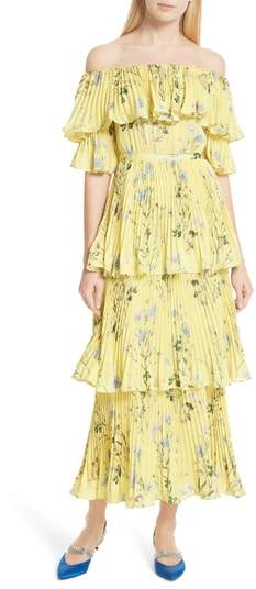 Floral Pleated Tiered Dress