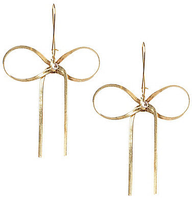 Crystal Goldtone Bow Drop Earrings