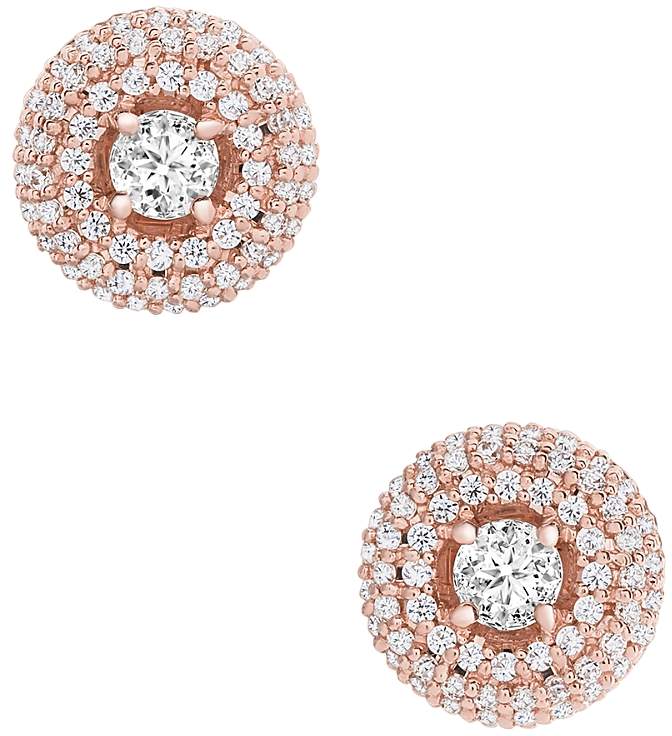 Diamond Halo Stud Earrings in 14K Rose Gold, 0.50 ct. t.w. - 100% Exclusive