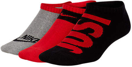 Kids' Performance Lightweight 3-Pack Low Training Socks, Kids Unisex, Black/Red