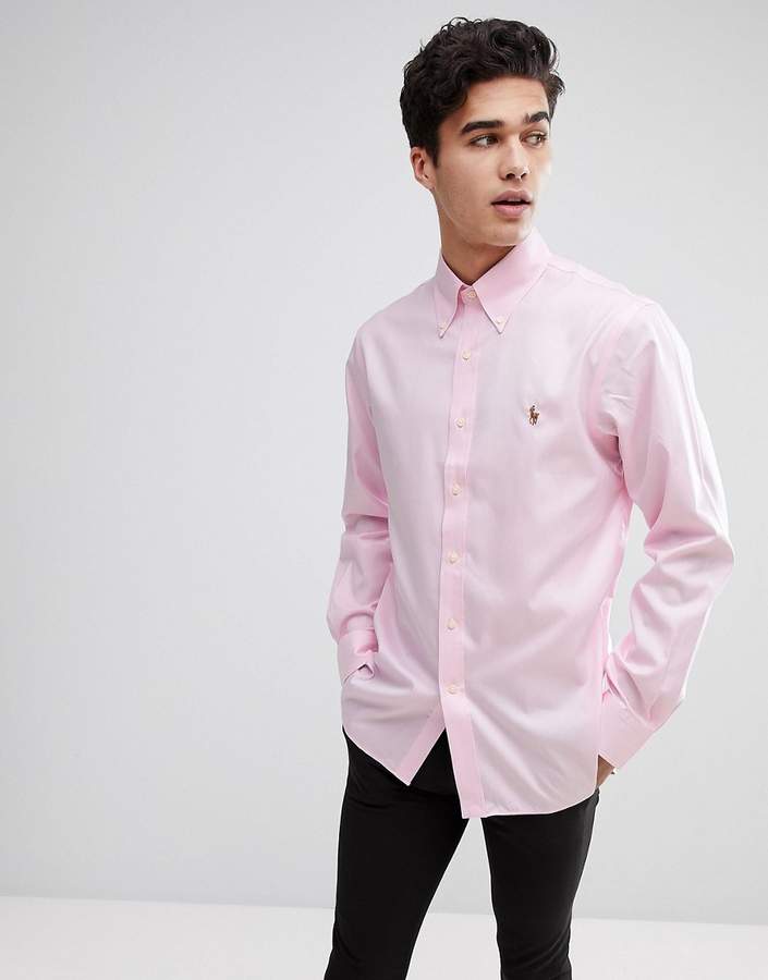– Elegantes Hemd in Rosa mit geknöpftem Kragen und Polospieler-Logo