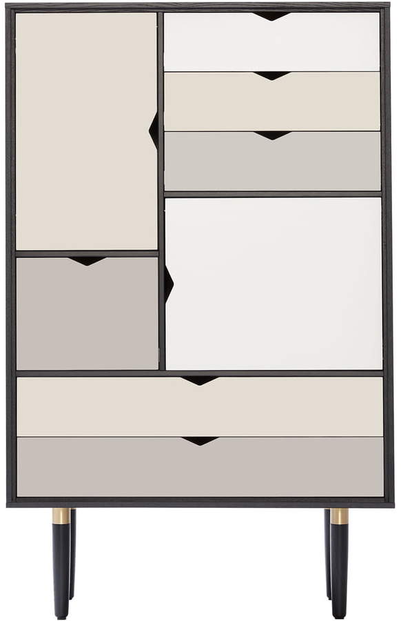 Andersen Furniture – S5 Kommode, Eiche schwarz lackiert/ Fronten Silber, Beige, Metallgrau