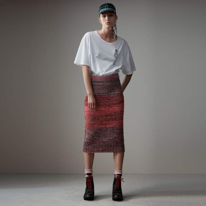 Rock aus Kaschmir, Baumwolle und Wolle in Mouliné-Optik