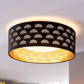 Jorunn - Textil-LED-Deckenlampe, schwarz und gold