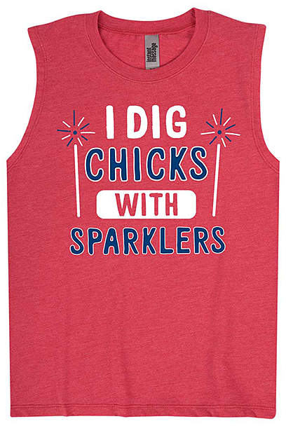 Heather Red 'Chicks With Sparklers' Muscle Tank - Toddler & Boys