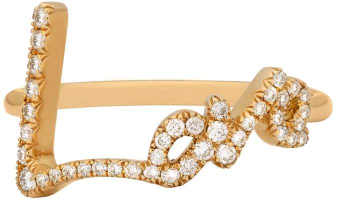 Yellow Gold and Pavé Diamond Love Ring