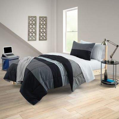 Brent 6-Piece Twin/Twin XL Comforter Set in Black/Grey