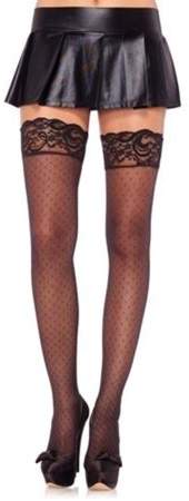 Women's Diamond Dot Thigh Highs, Black, One Size