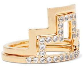 Erte Set Of Two Gold-Tone Crystal Rings