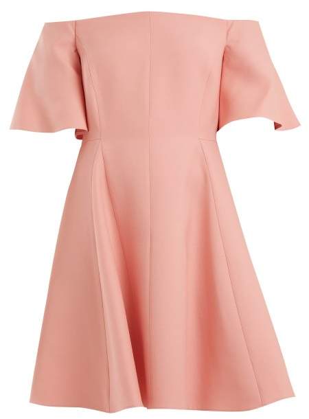 Off-shoulder silk-crepe dress