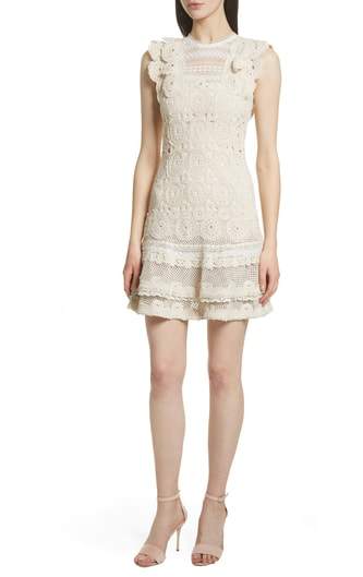 Ruffle Hem Macrame Dress