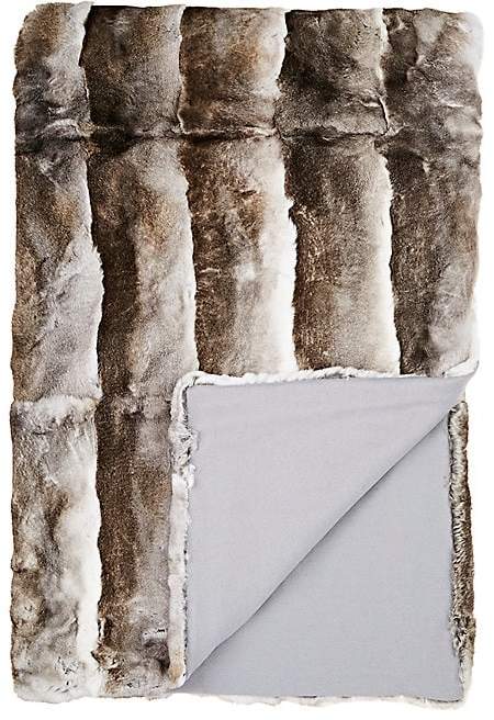 Striped Rabbit Fur Throw